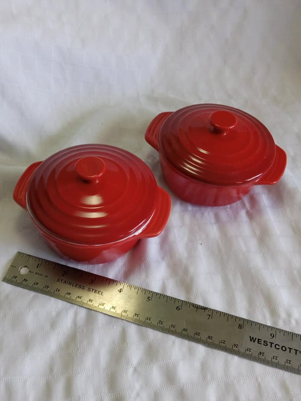 Two cute little mini cast-iron enameled oval President'sChoice casseroles dish/c